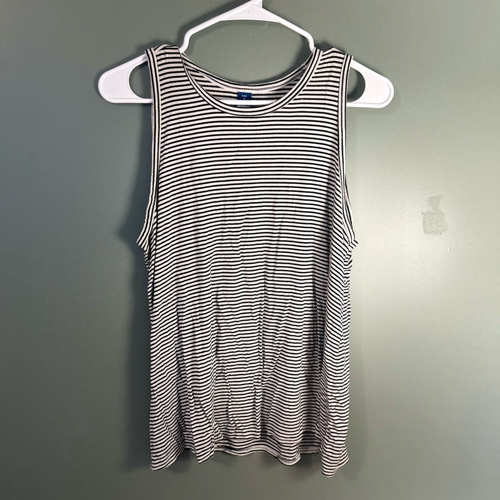 Old Navy Black and White Striped Tank Top